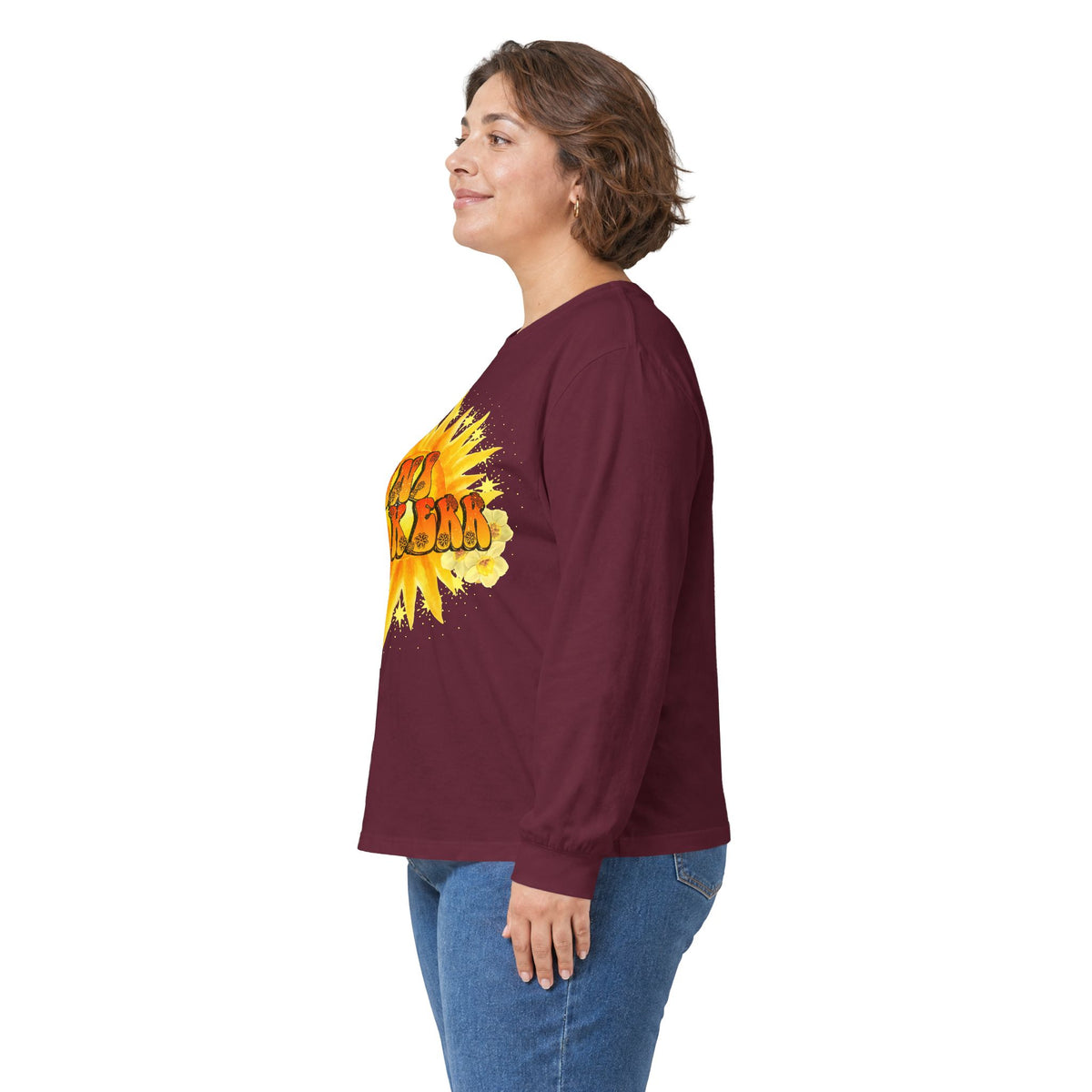 Long Sleeve Tee — "Baby King" Sunflower Graphic