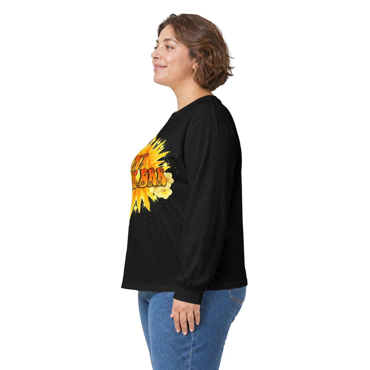 Long Sleeve Tee — "Baby King" Sunflower Graphic