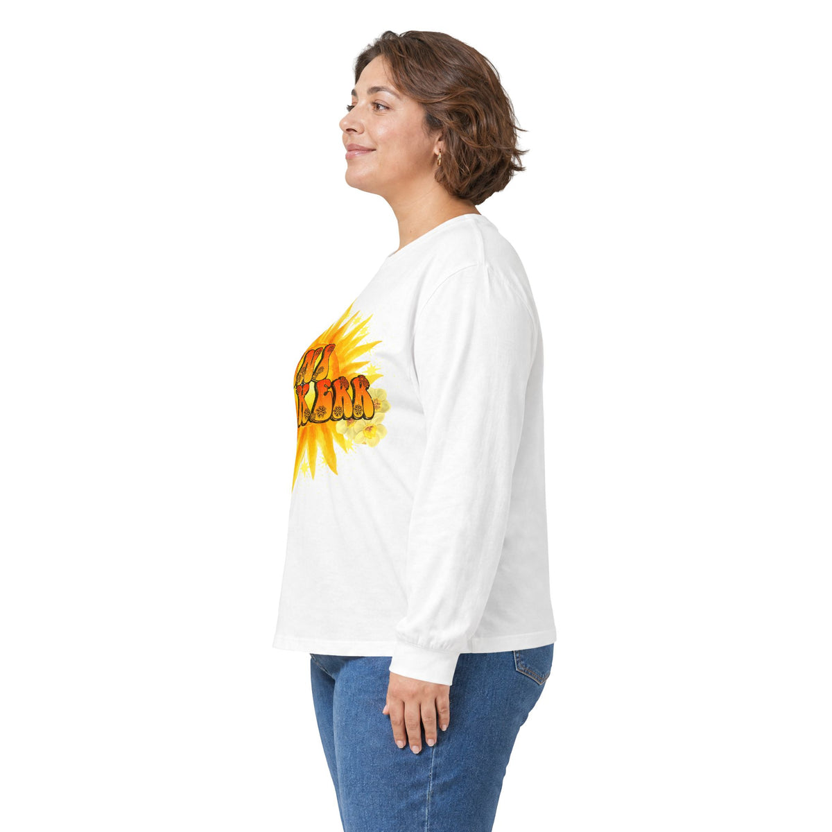 Long Sleeve Tee — "Baby King" Sunflower Graphic
