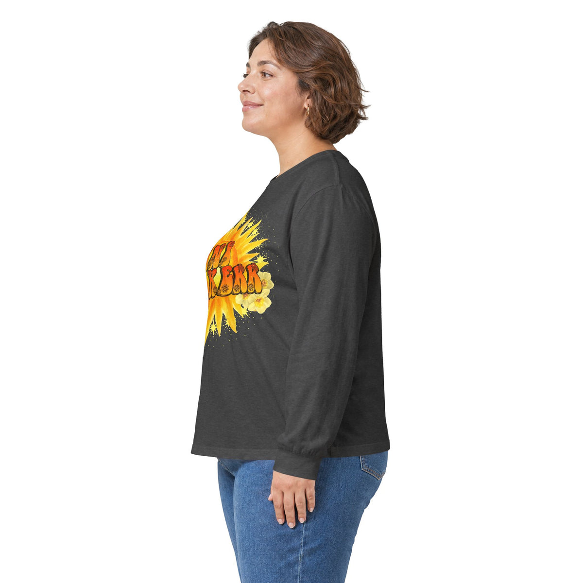 Long Sleeve Tee — "Baby King" Sunflower Graphic